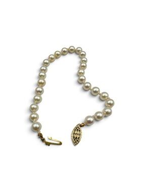 Vintage 1960s Cultured Akoya Pearl Bracelet 14K 1/20 Gold Filled Clasp 8” Knotte